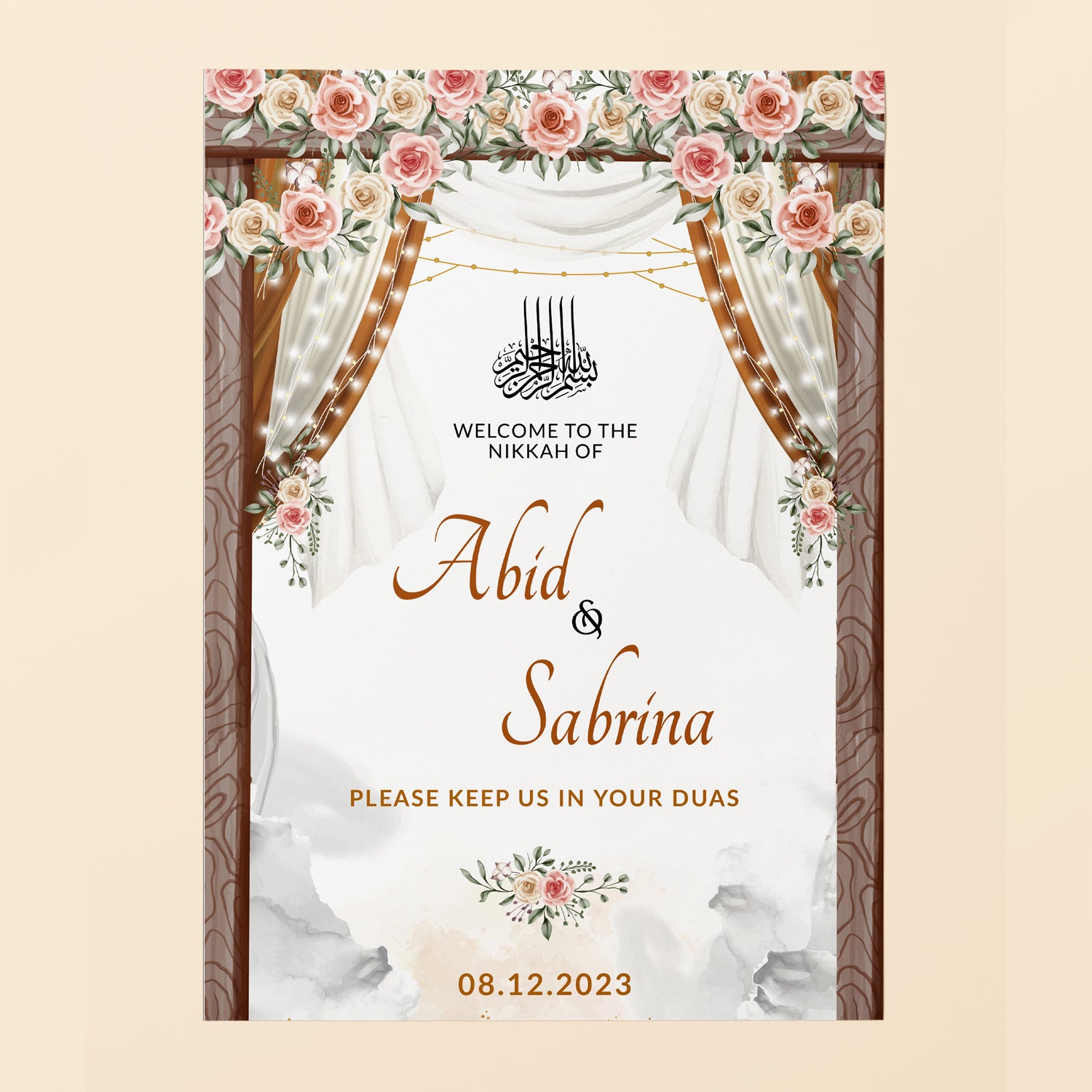 Floral Classic Nikkah Welcome Sign