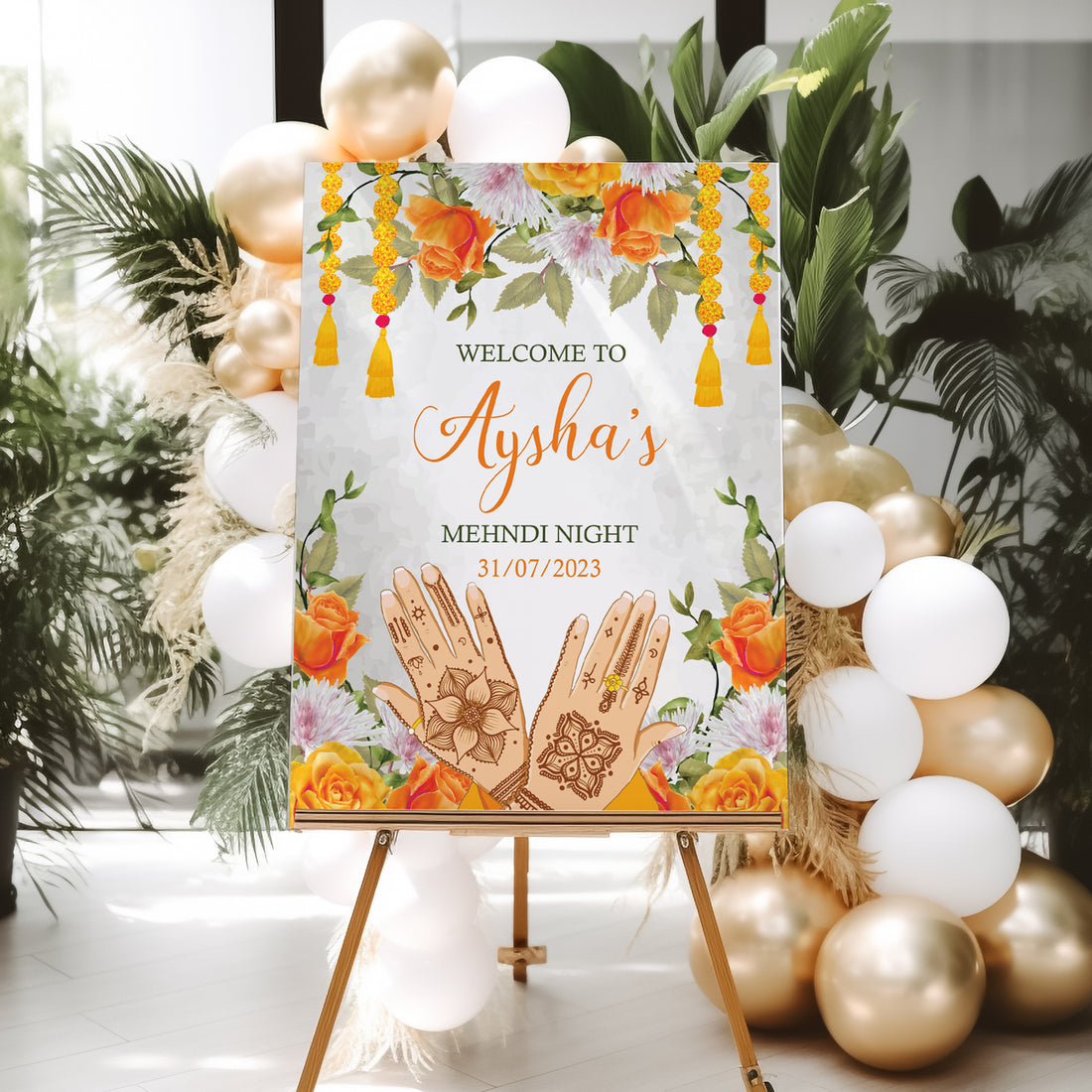 Floral Orange Welcome Sign