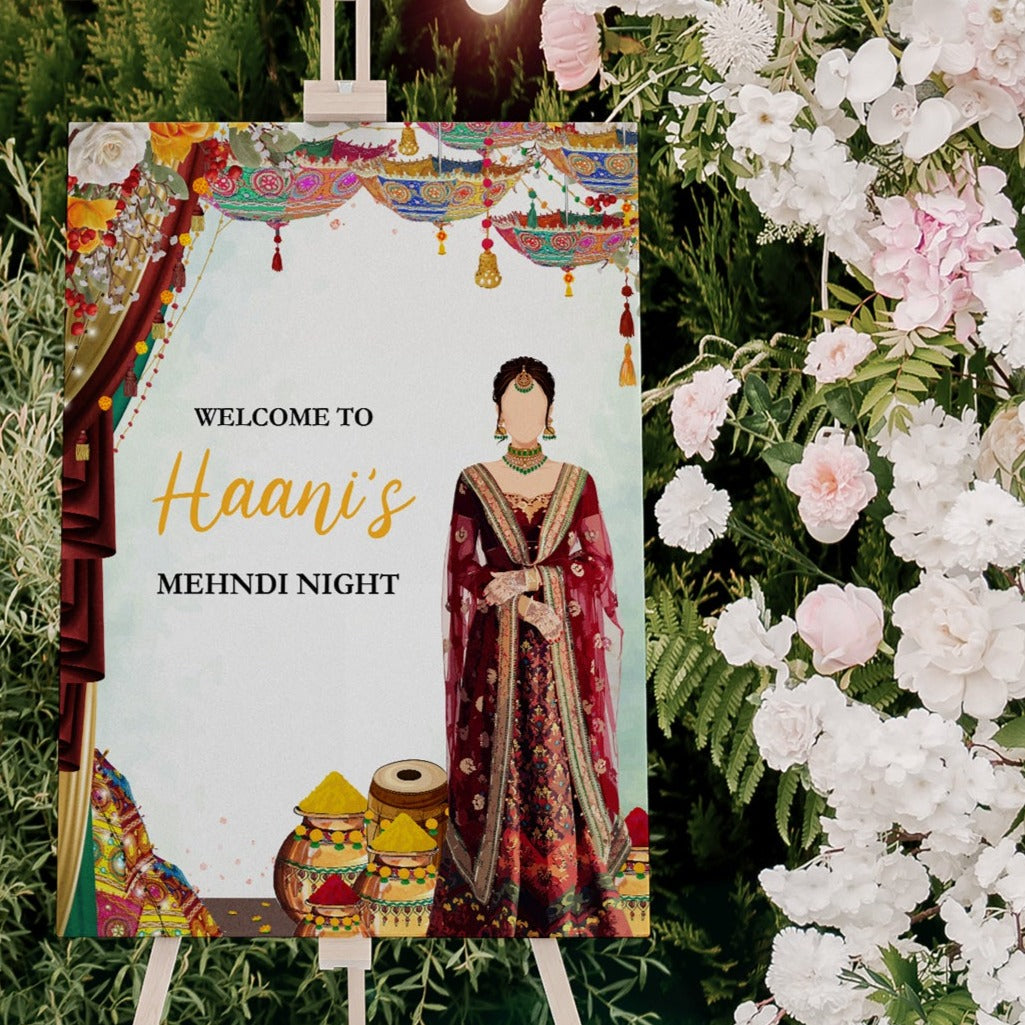 Traditional Mehndi Welcome Sign