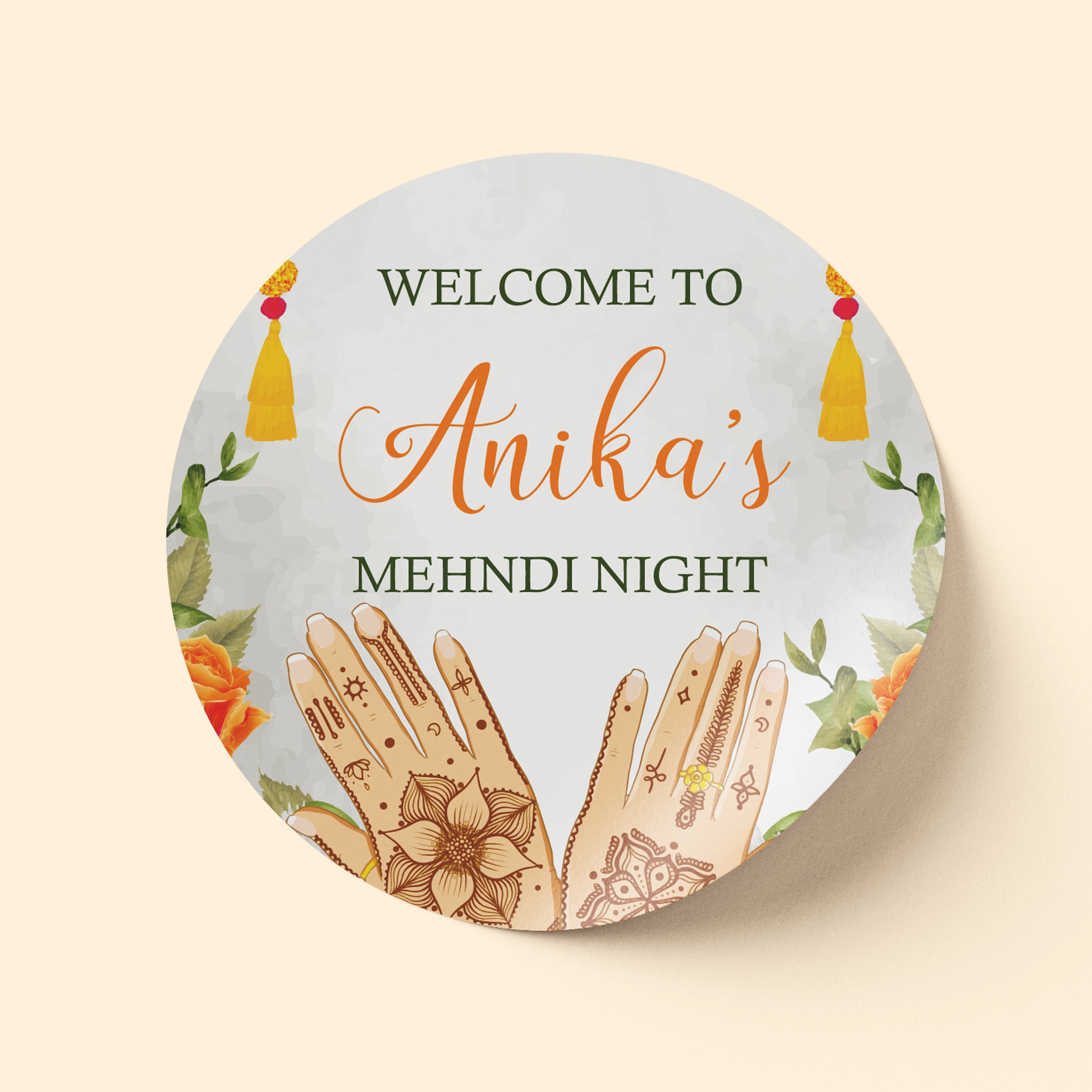 Frosted Grey and orange Wedding Sticker