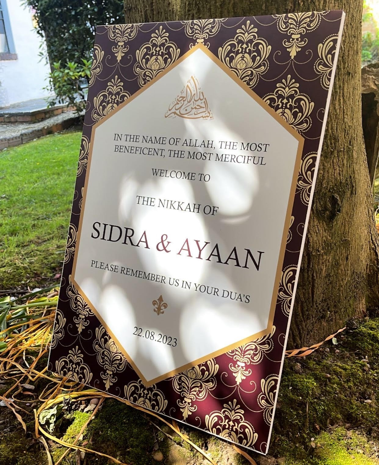 Red and Beige Nikkah Welcome Sign