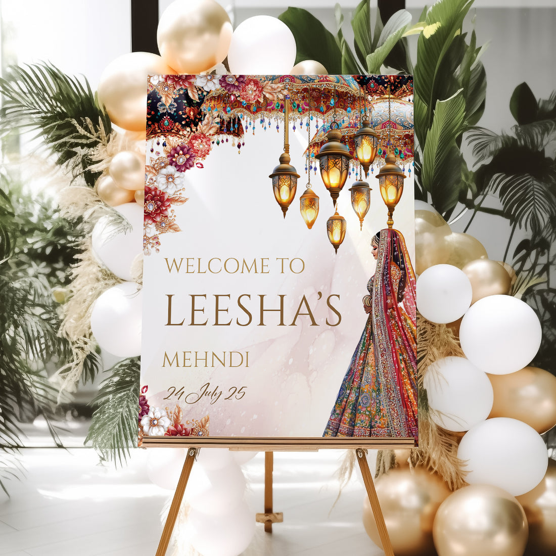 Traditional Mehndi Welcome Sign