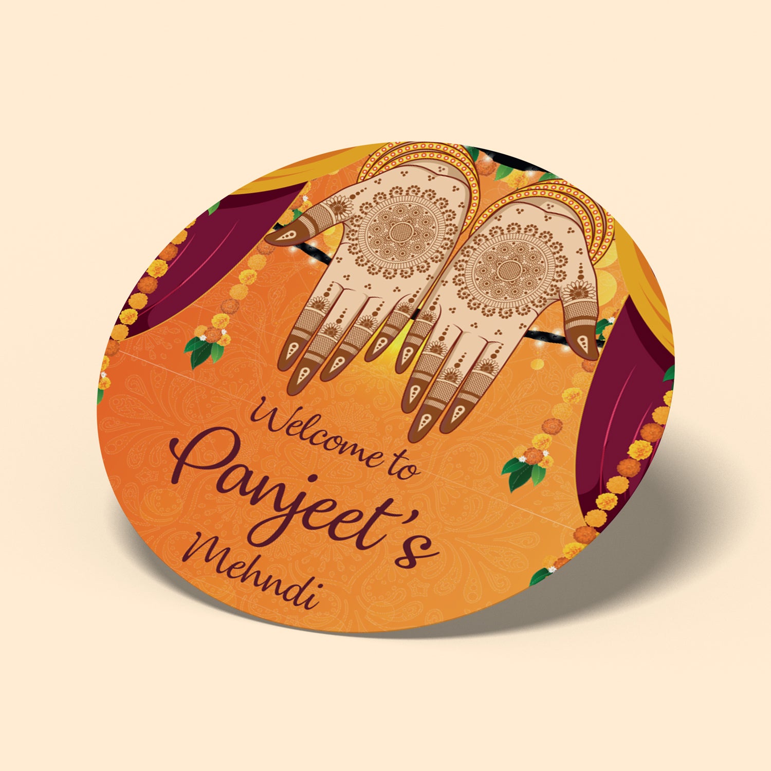 Vibrant Orange Mehndi sticker