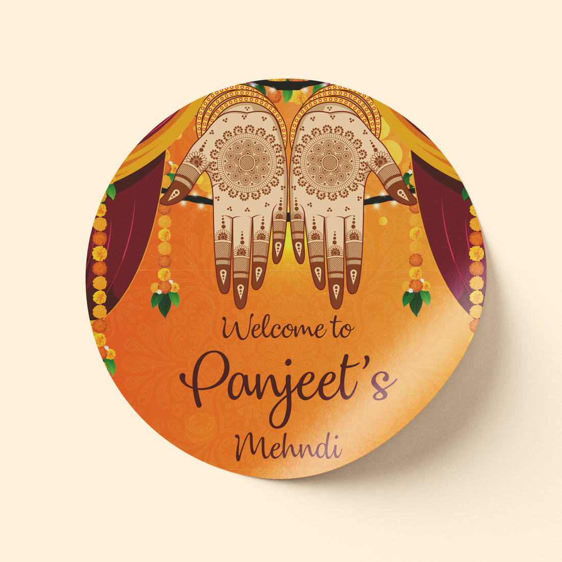 Vibrant Orange Mehndi sticker