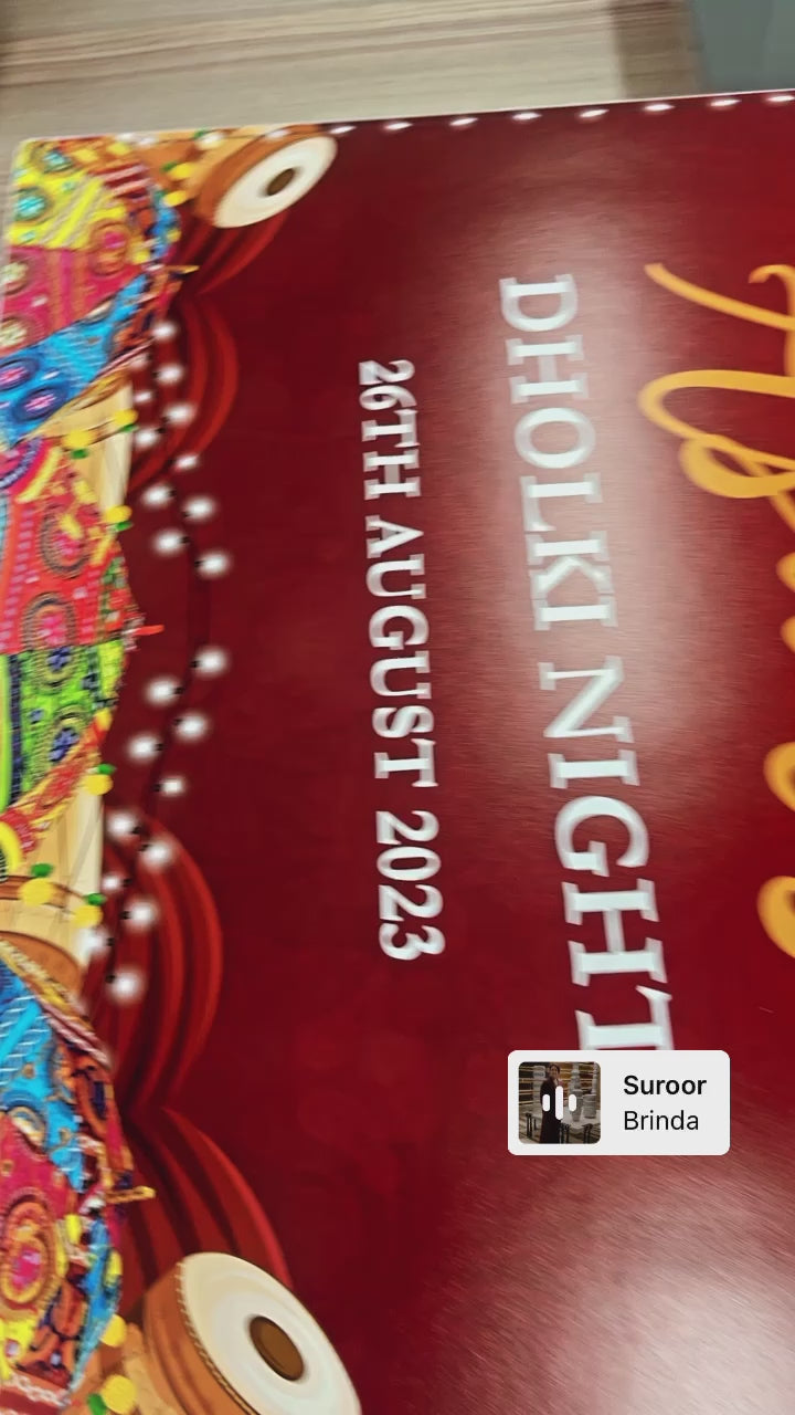 Red Dholki Night Welcome Sign