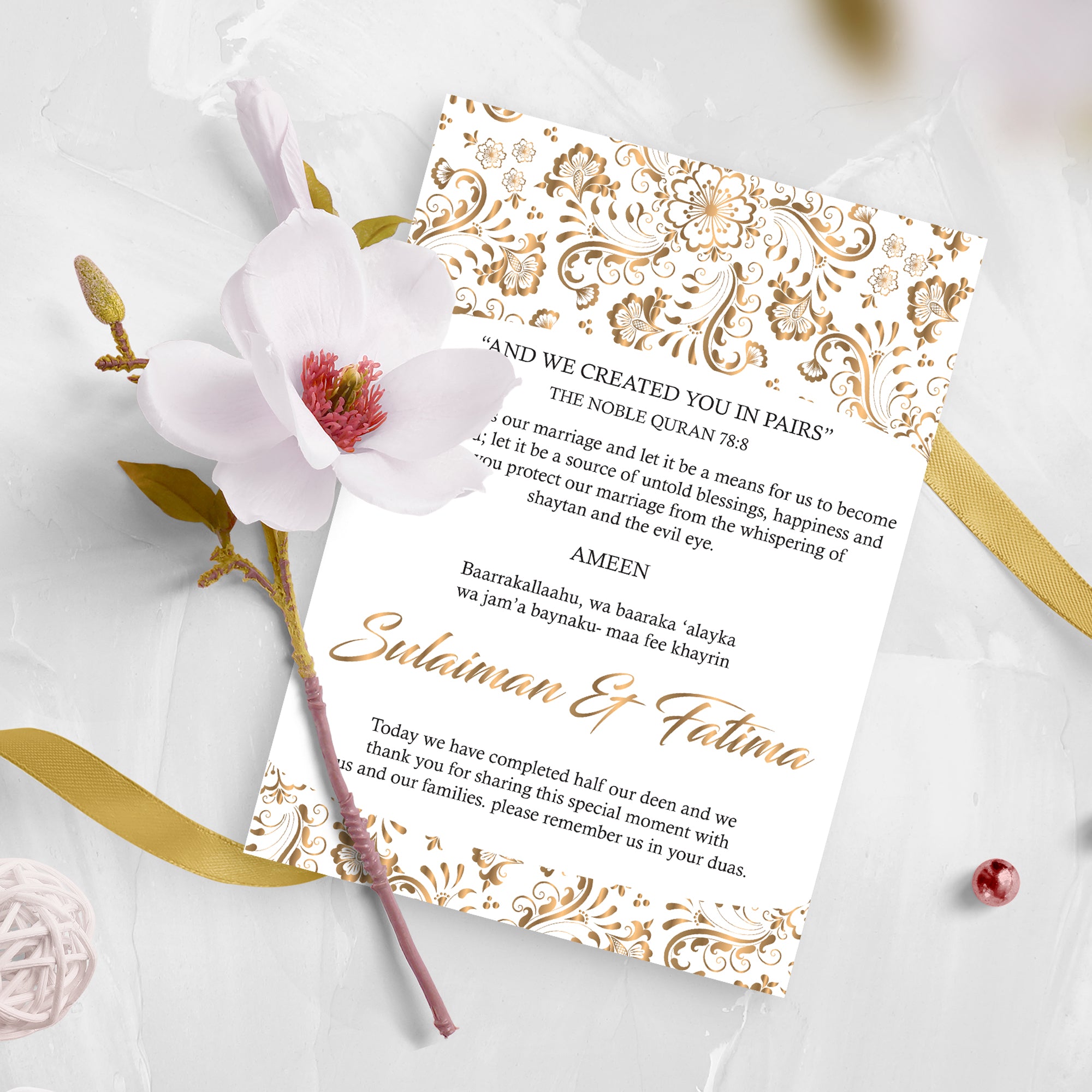 Mandala Gold and White Dua Card