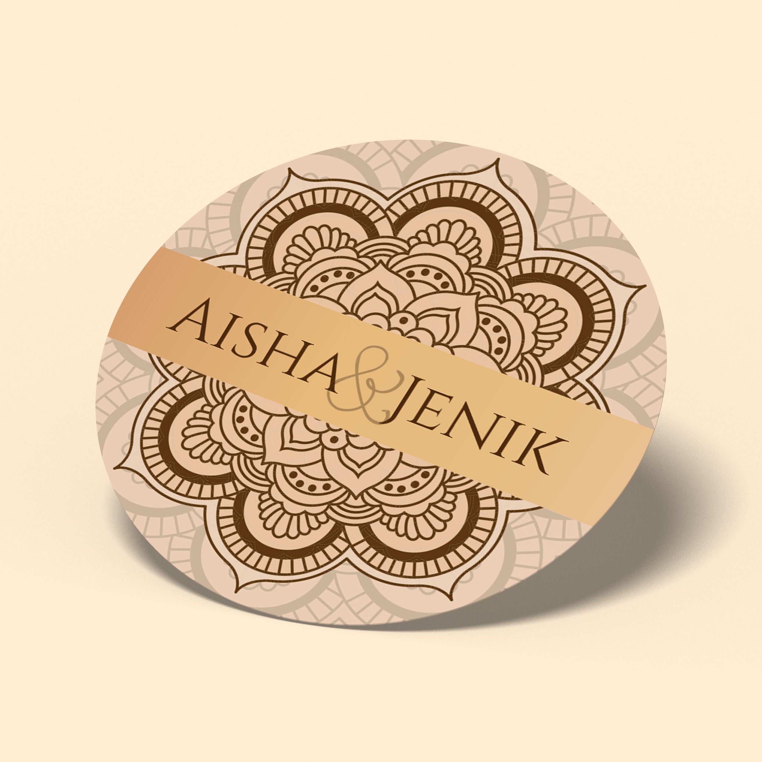 Beige Mandala Wedding Sticker - 2