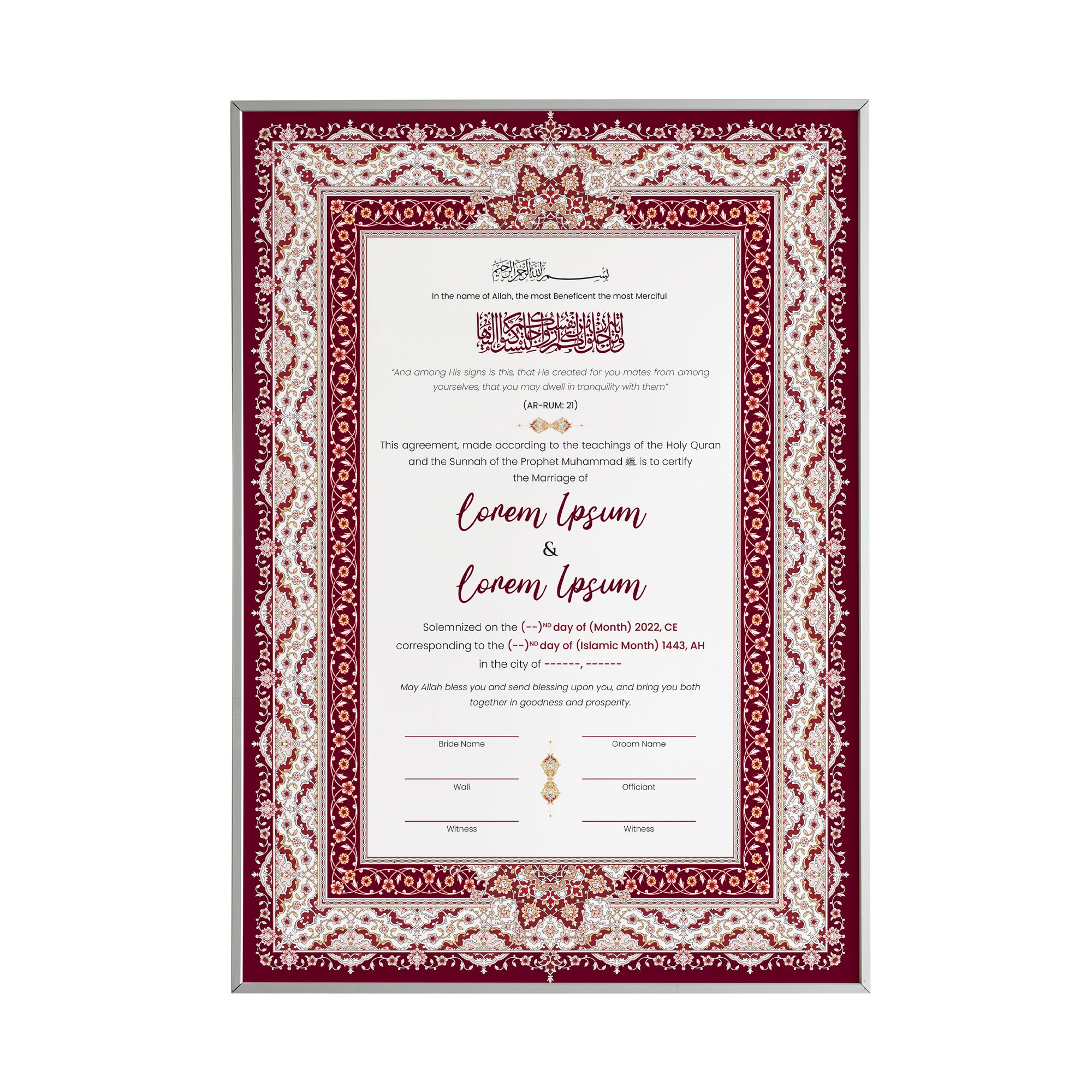 Maroon and White Nikah Nama