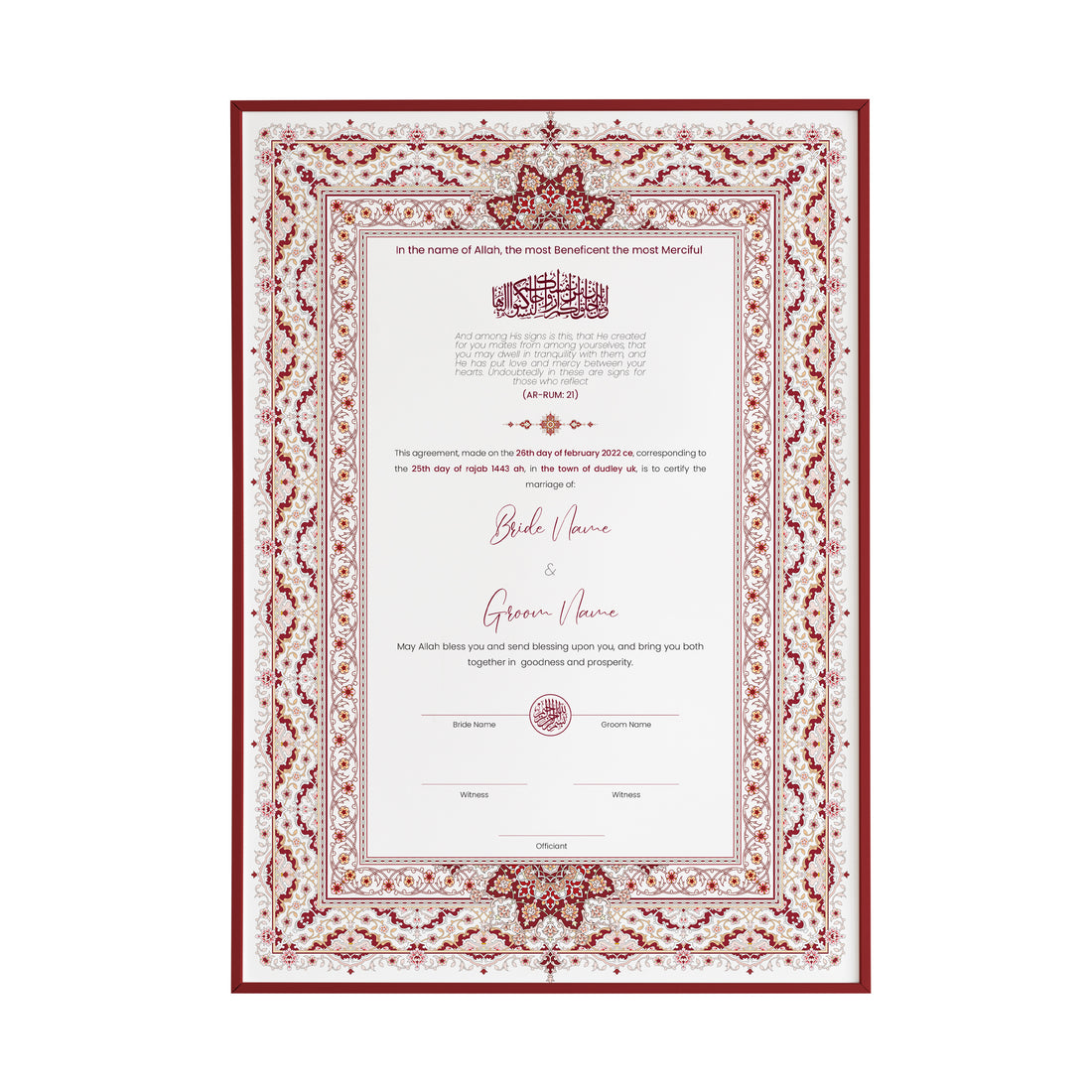 White and Maroon Nikah Nama