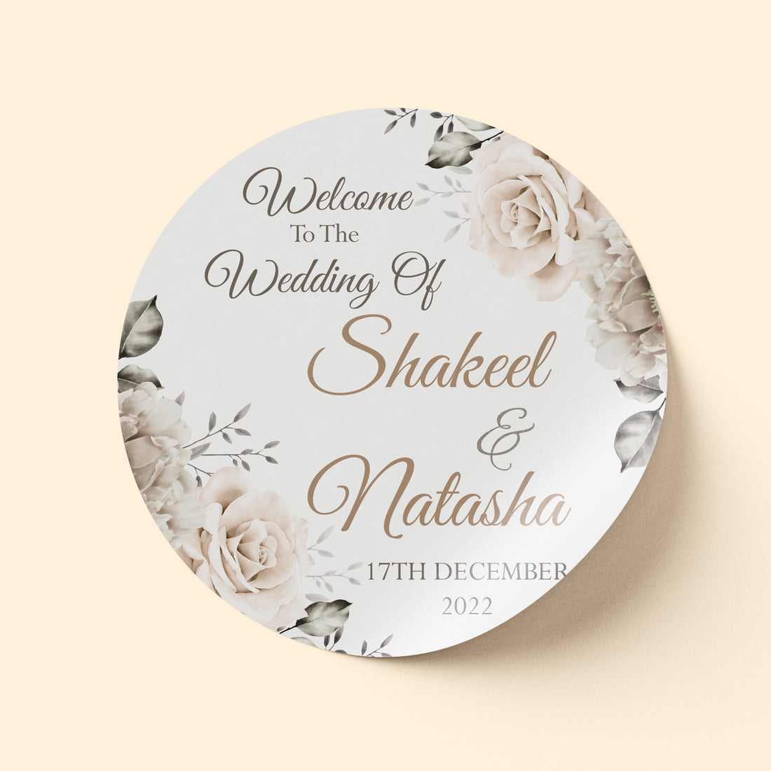Floral Beige Wedding Sticker
