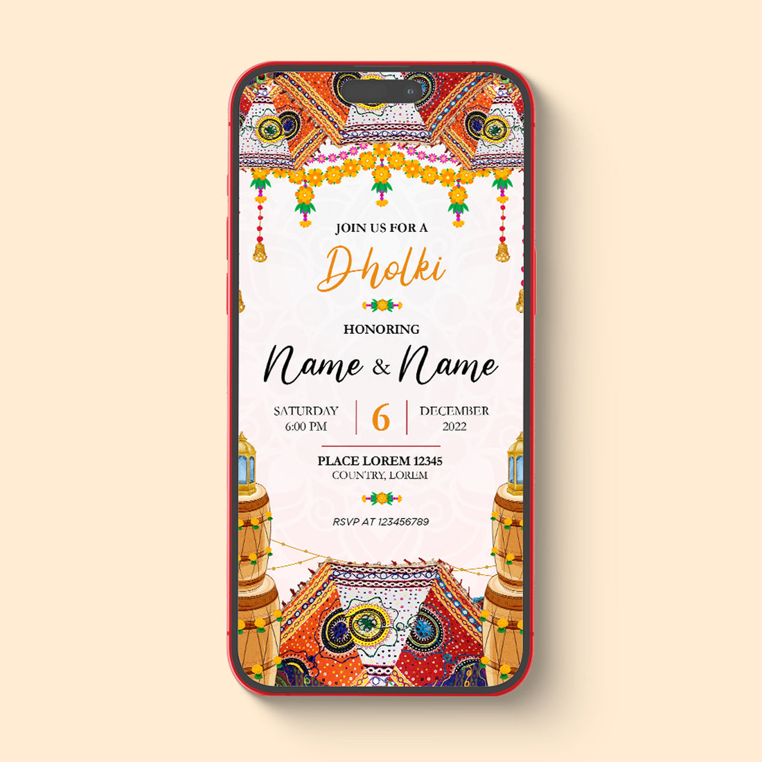 Traditional Mehndi | Dholki e-vite