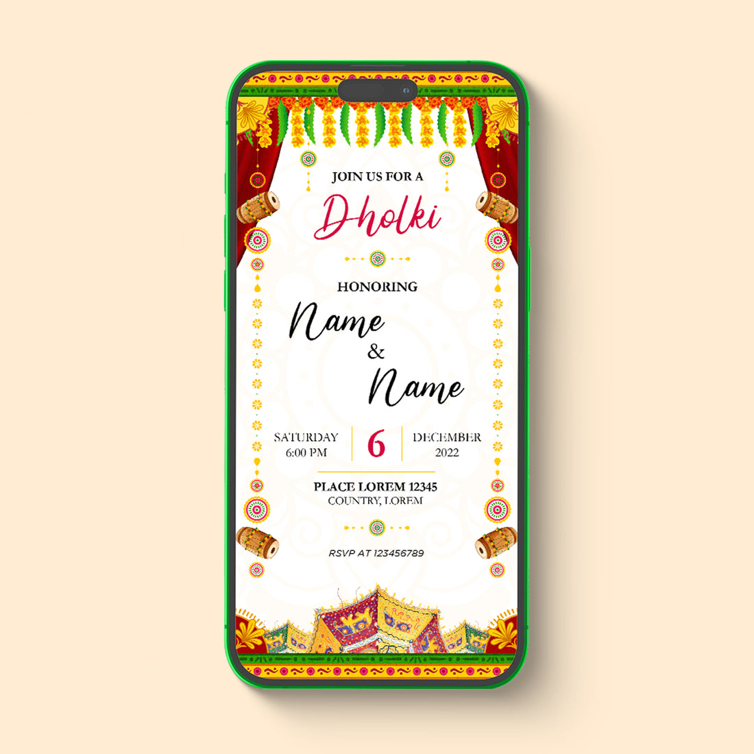 White Mehndi | Dholki e-vite