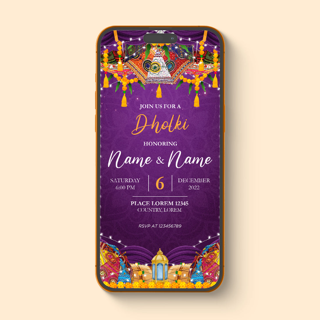 Purple Mehndi | Dholki e-vite