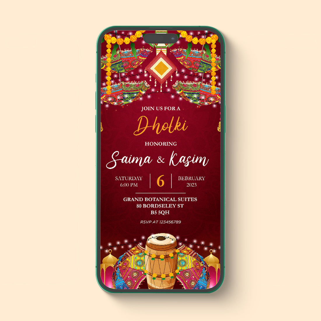 Yellow and red Mehndi | Dholki e-vite