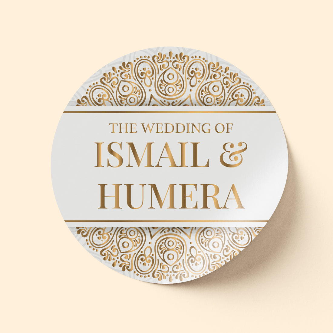 Gold and White Wedding Sticker