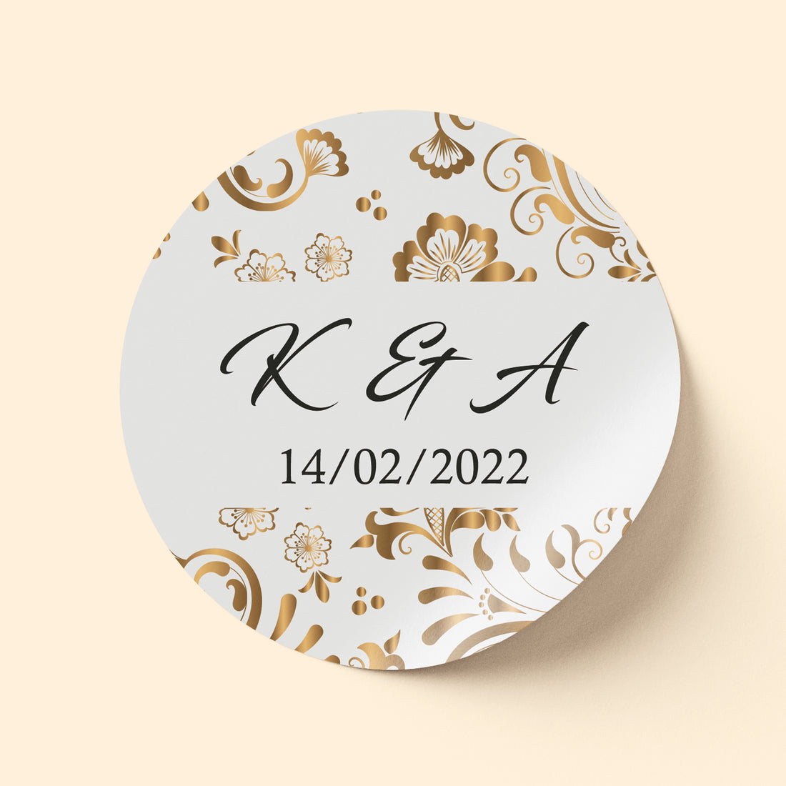 Gold Ornament Wedding Sticker