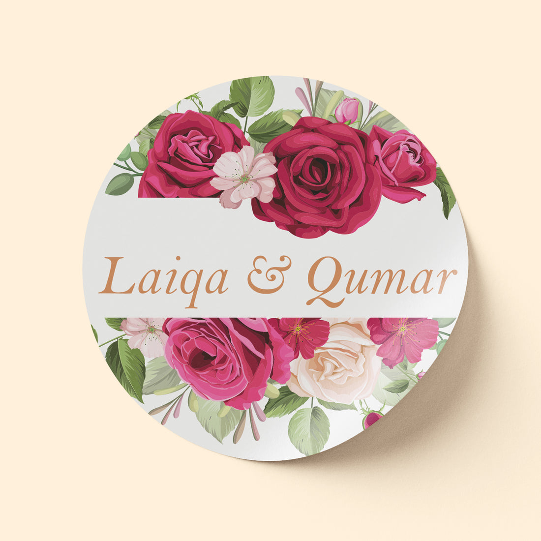 Floral Hot Pink Wedding Sticker