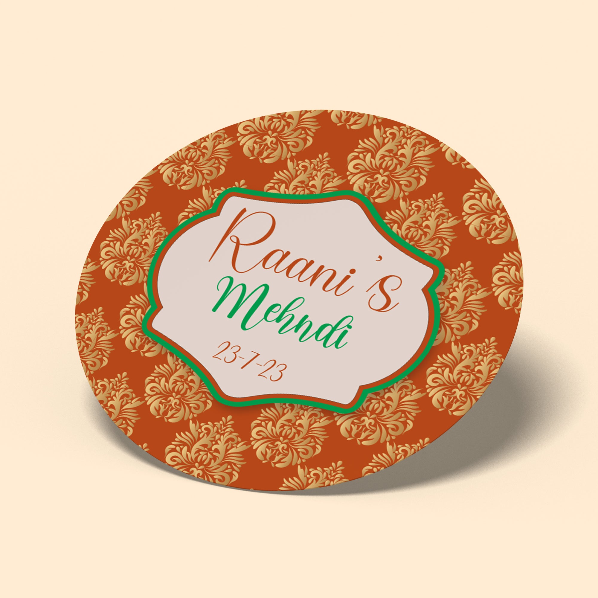 Orange and Gold Mehndi Sticker