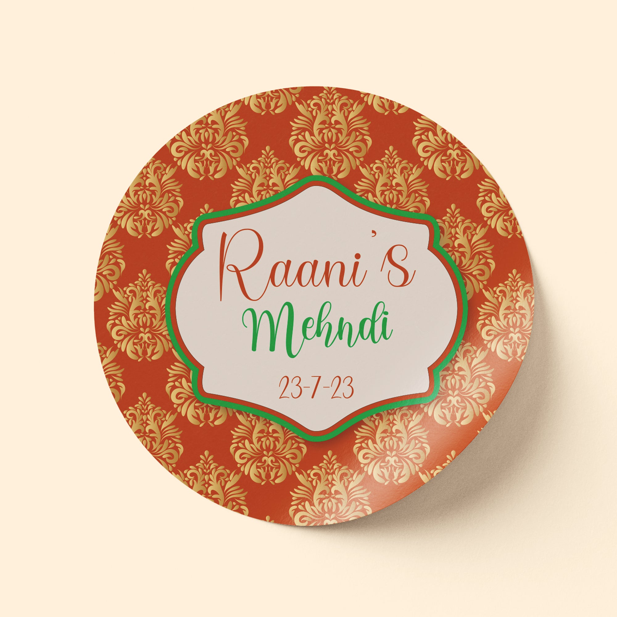 Orange and Gold Mehndi Sticker