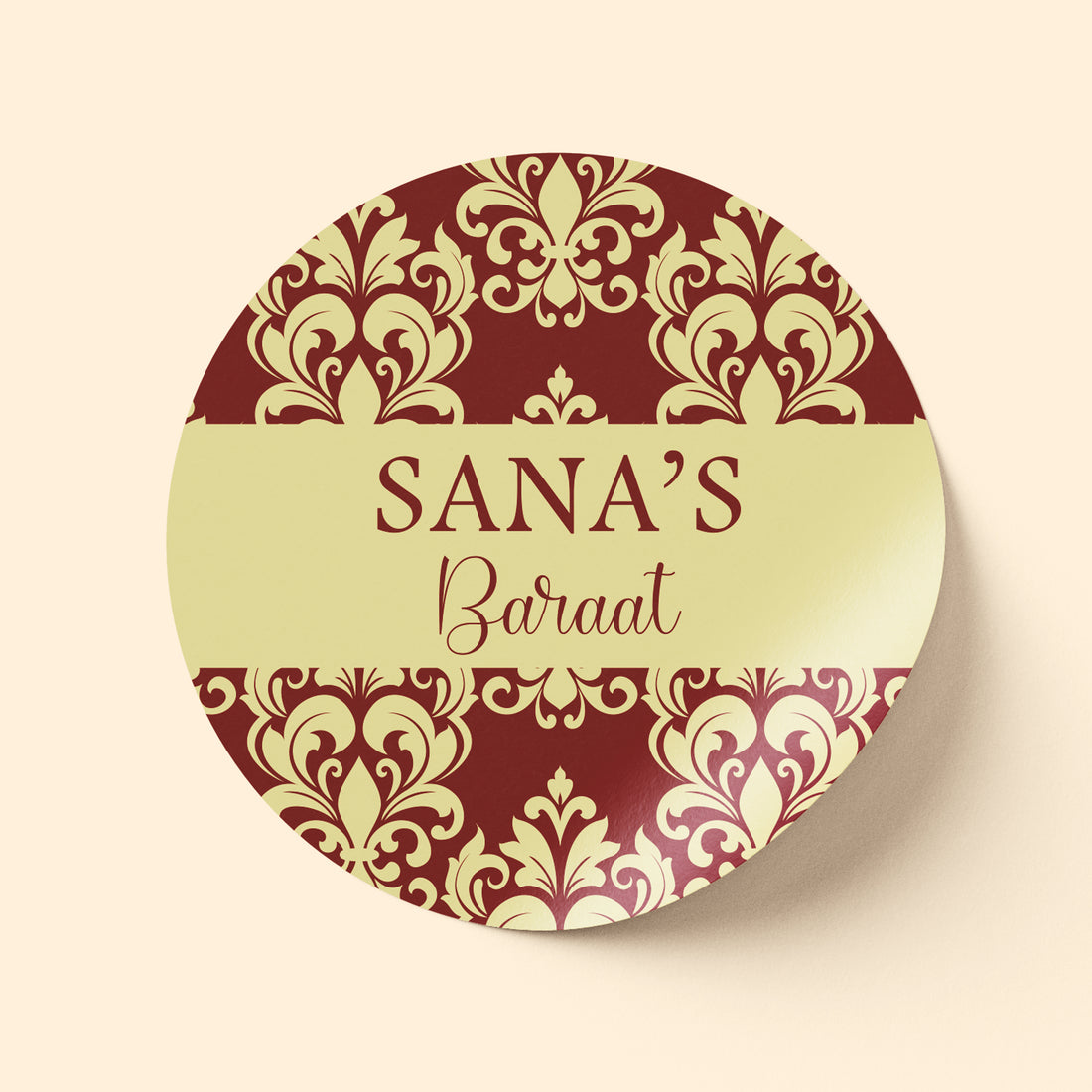 Red and Beige Baraat Wedding Sticker