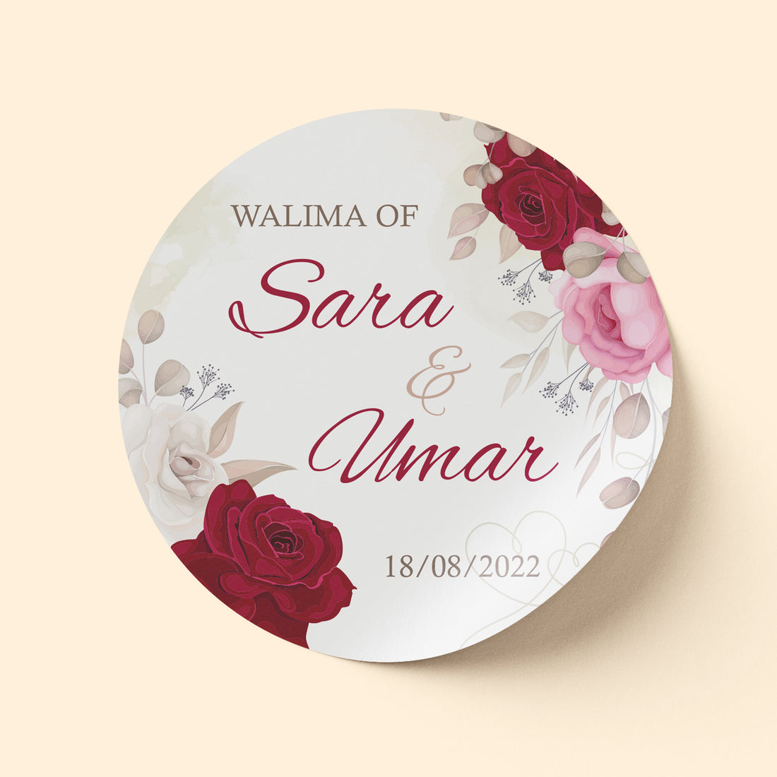 Deep Red Floral Wedding Sticker