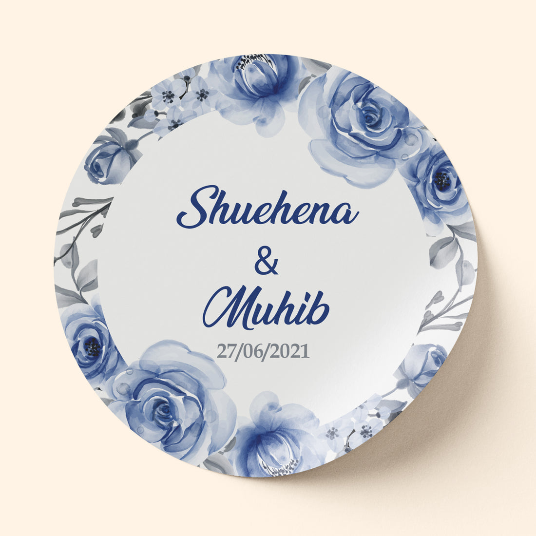 Blue Ring Floral Wedding Sticker