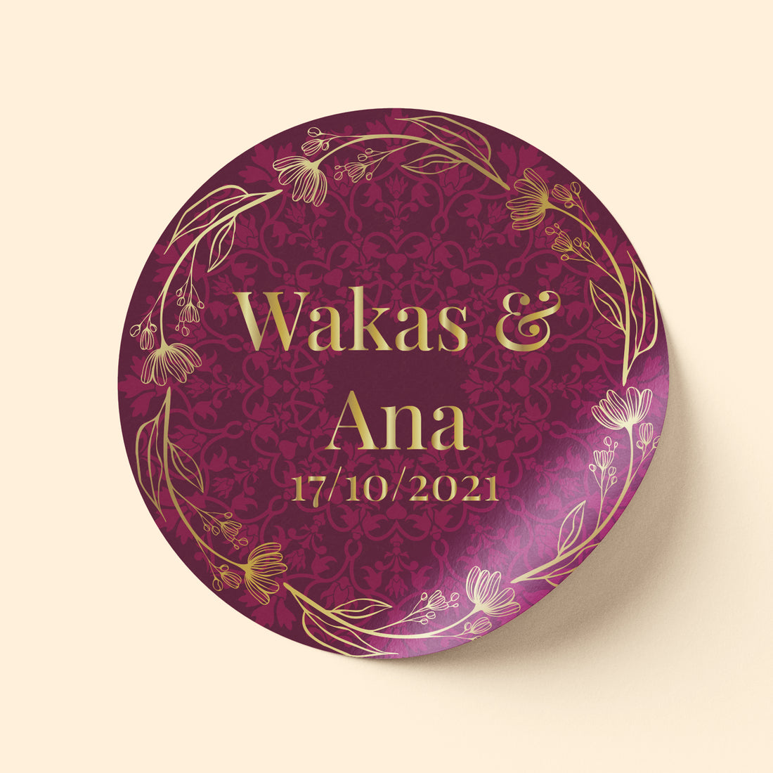 Purple and Gold Ring Wedding Sticker