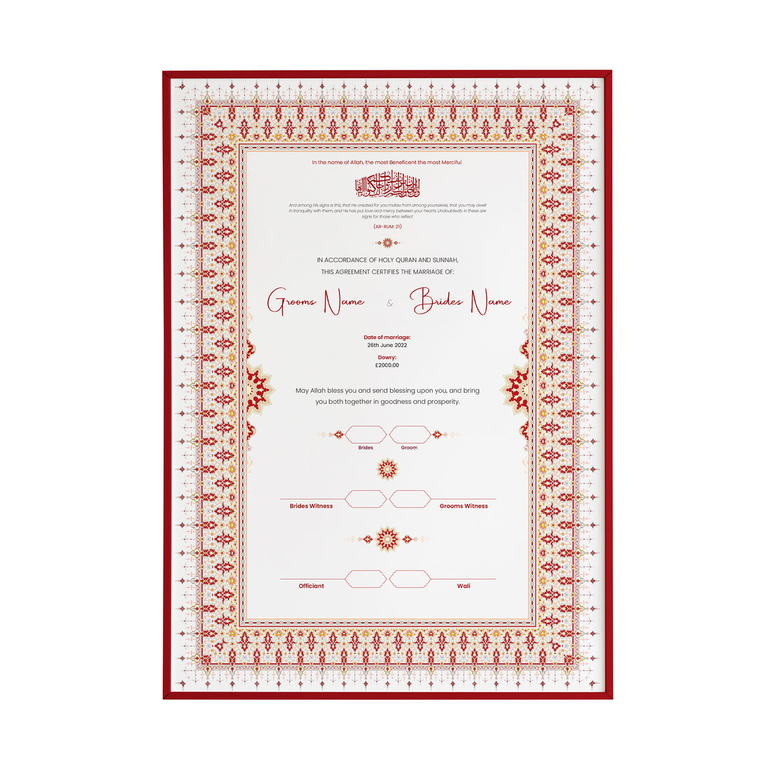 White and Red Nikah Nama