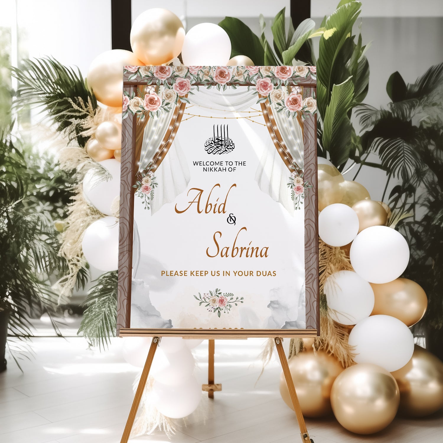 Floral Classic Nikkah Welcome Sign