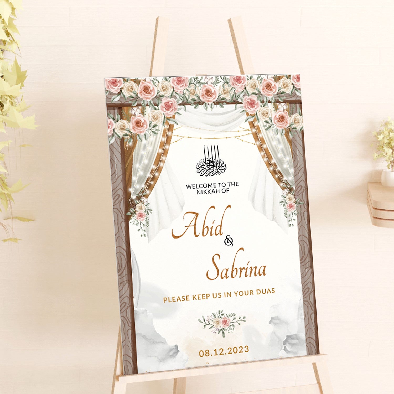 Floral Classic Nikkah Welcome Sign
