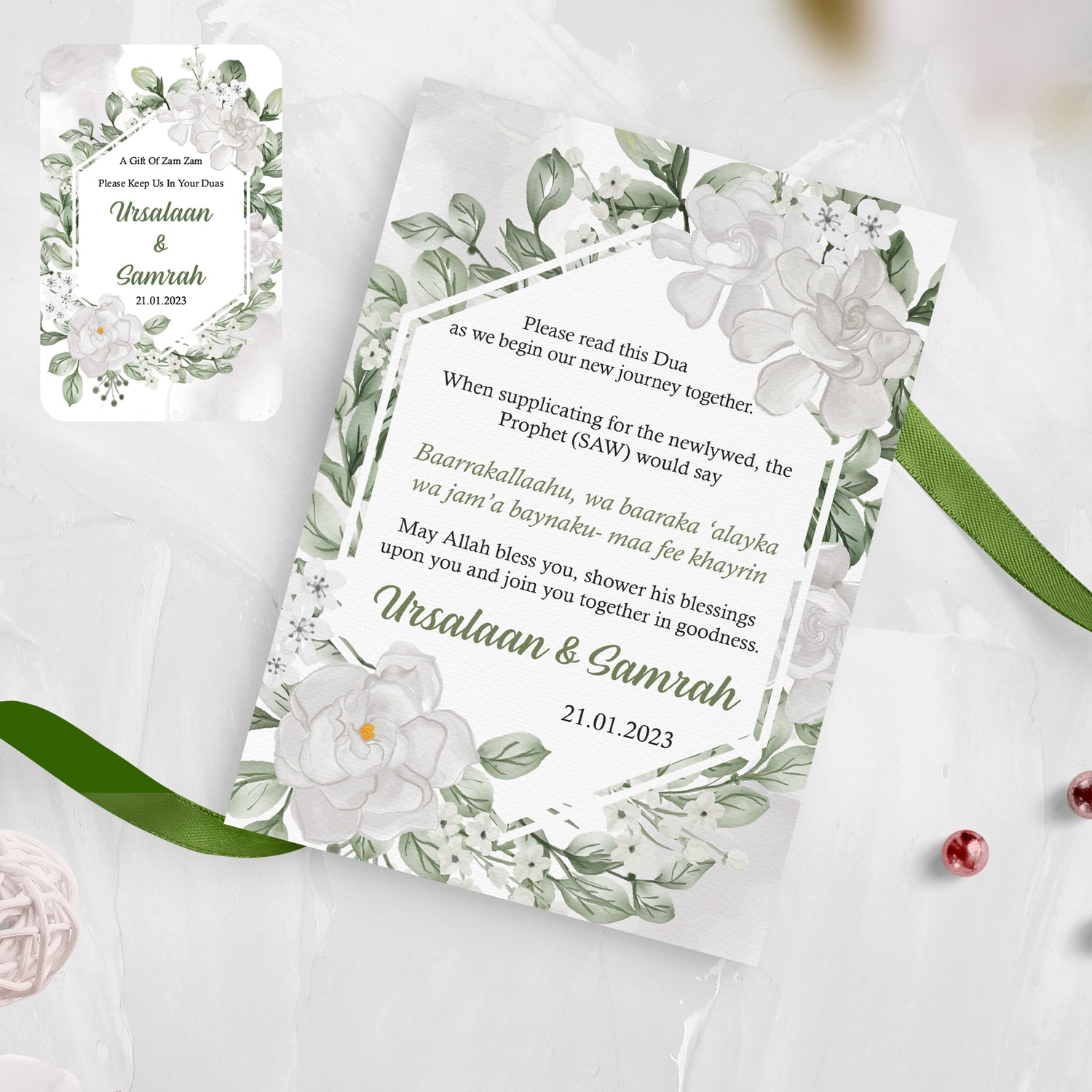 Botanical White Dua Card