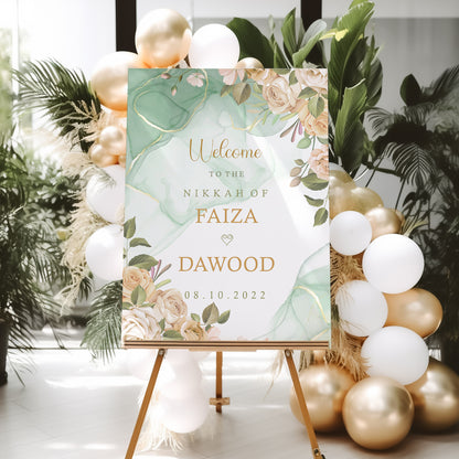 Pastel Green Wedding Welcome Sign