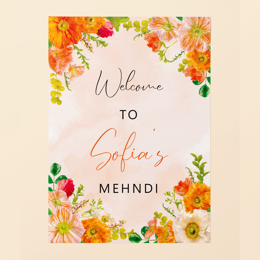 Floral Mehndi Welcome Sign