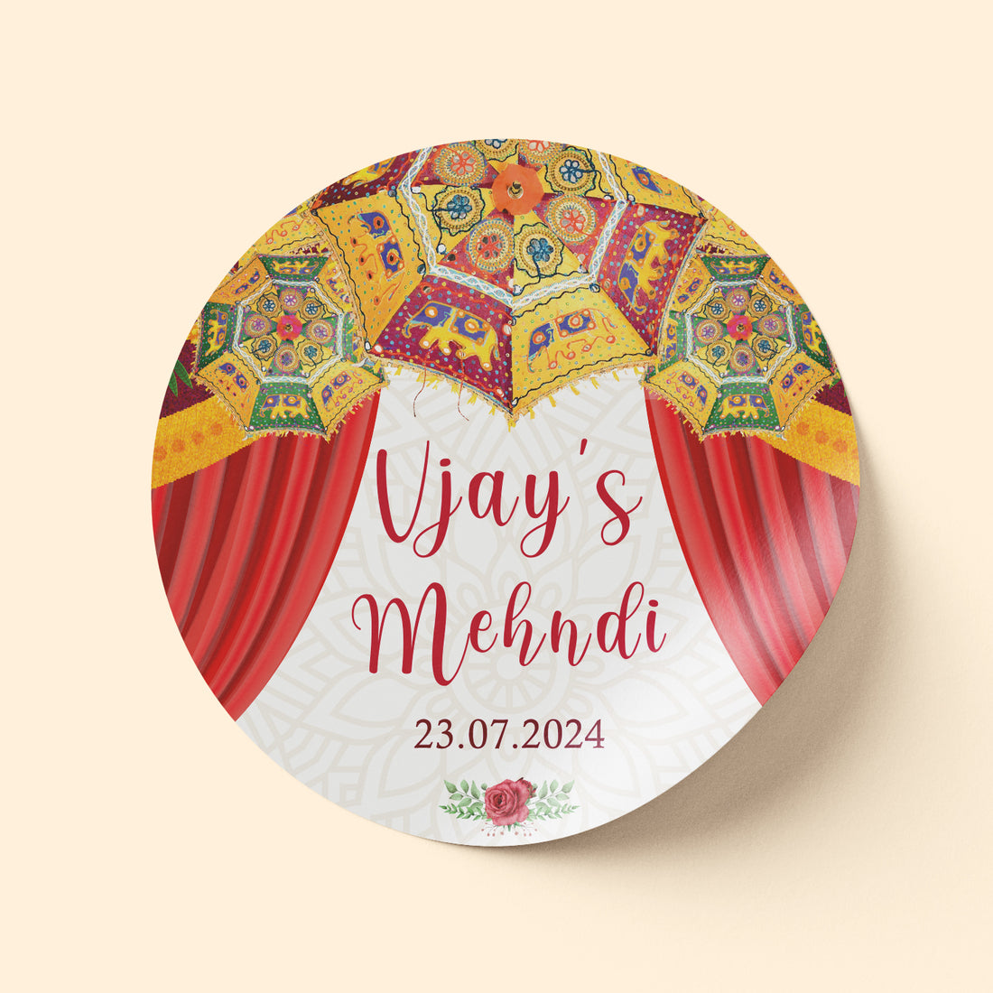 Red Drape Mehndi Sticker