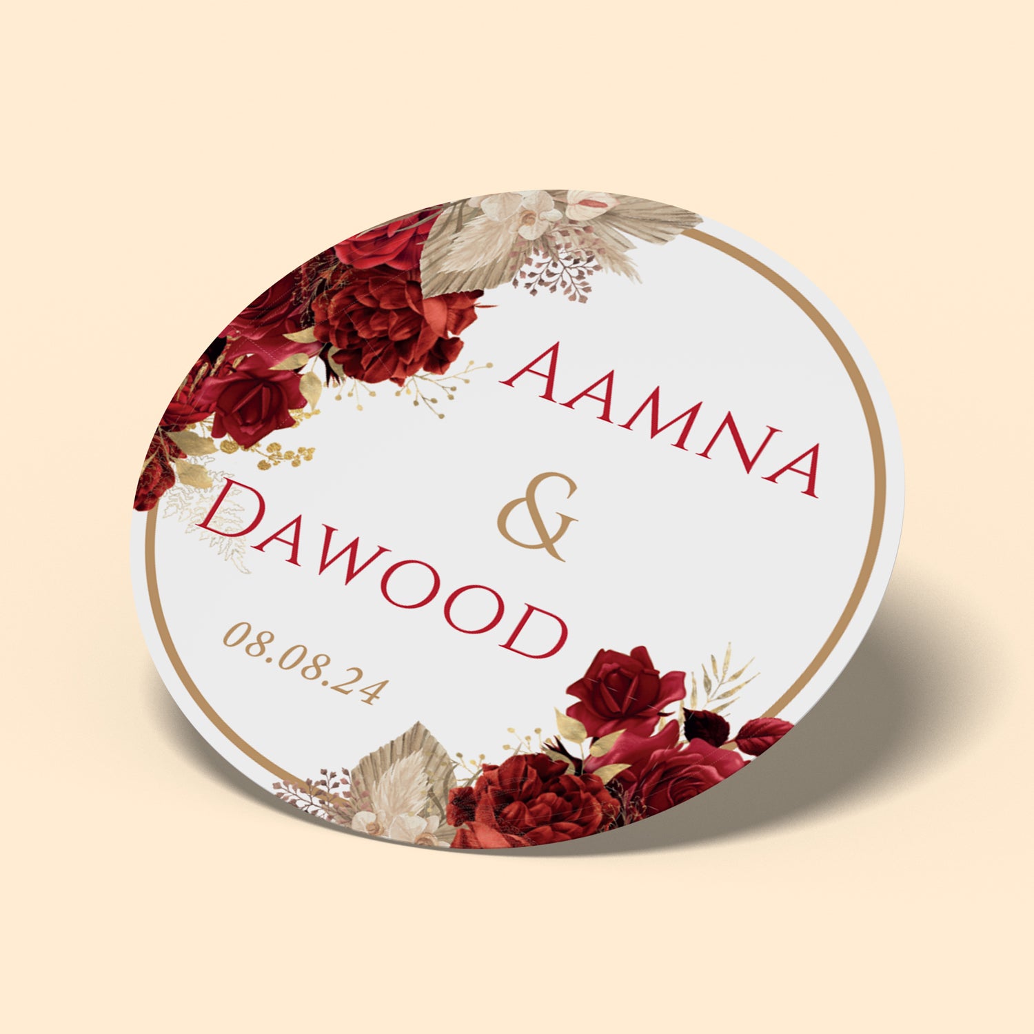 Red Floral Wedding Sticker