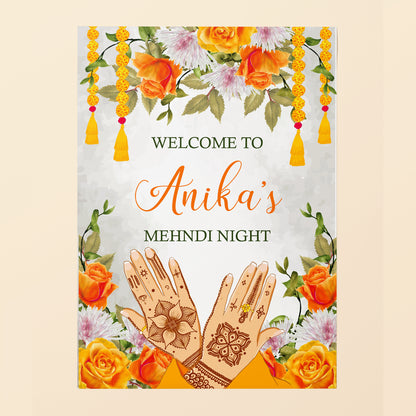 Floral Orange Welcome Sign