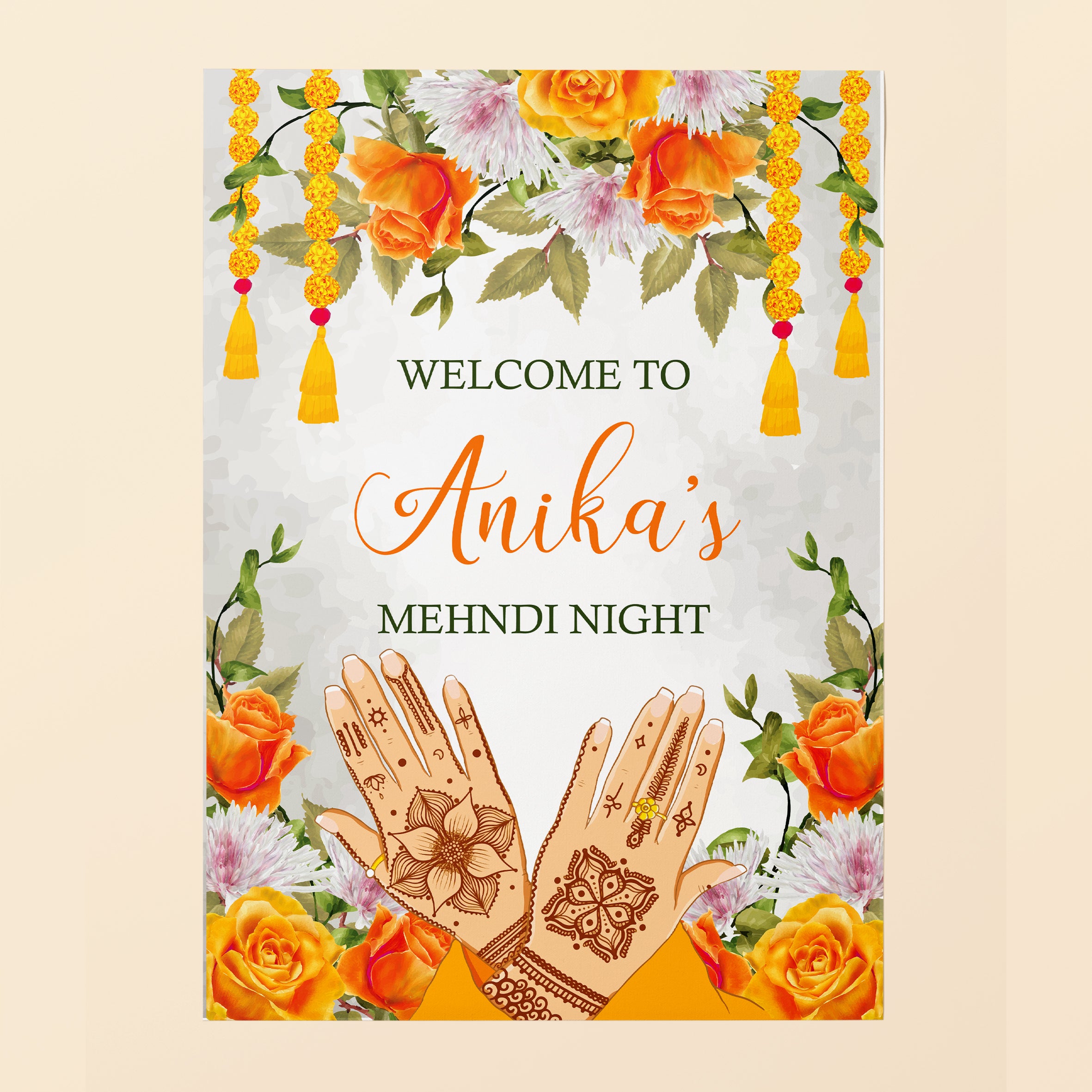 Floral Orange Welcome Sign