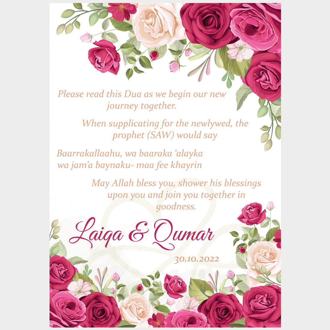 Floral Pink Dua Card