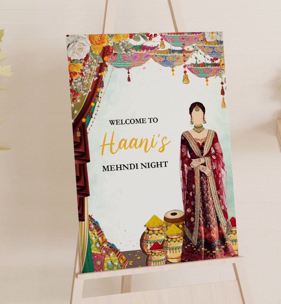 Traditional Mehndi Welcome Sign
