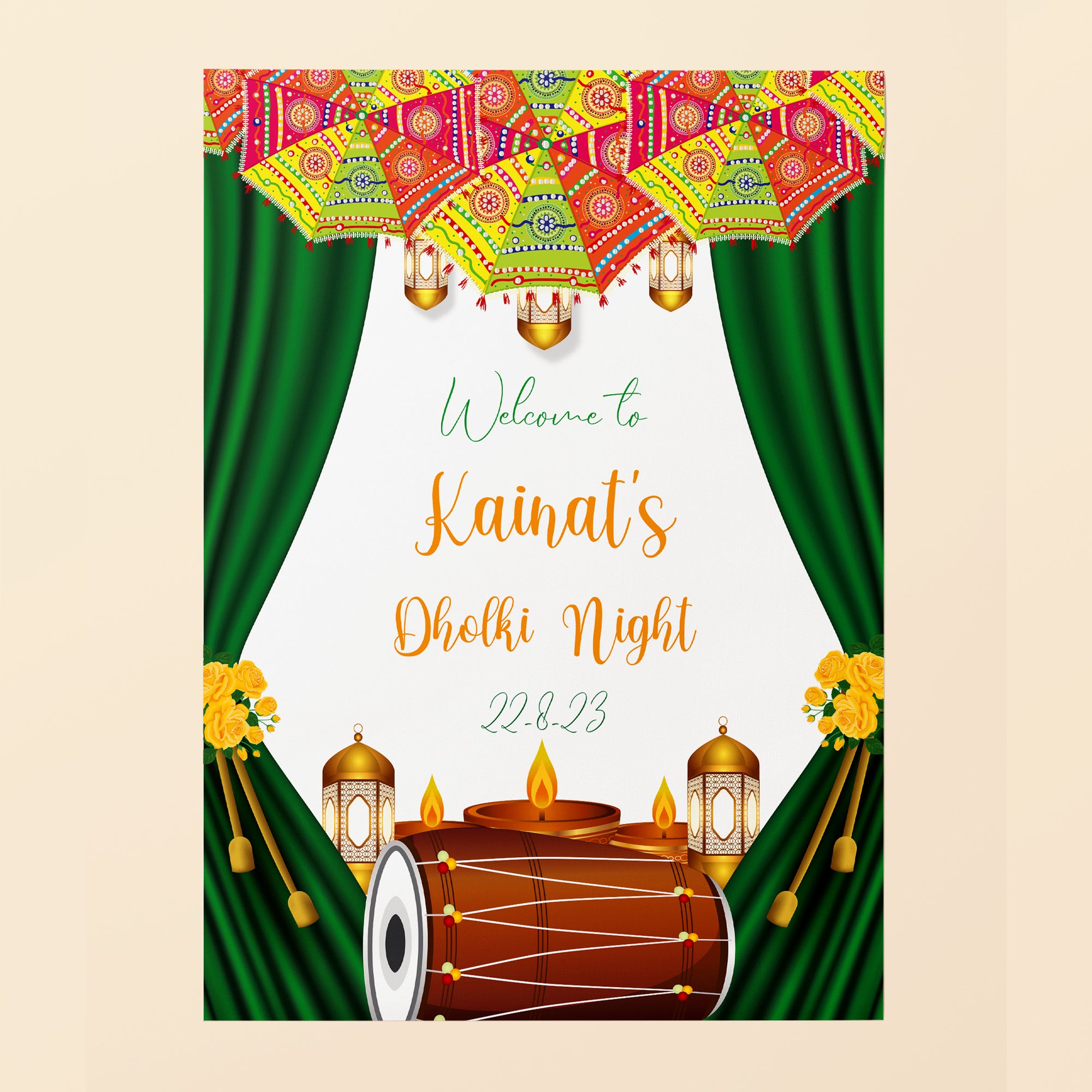 Dholki Night Welcome Sign