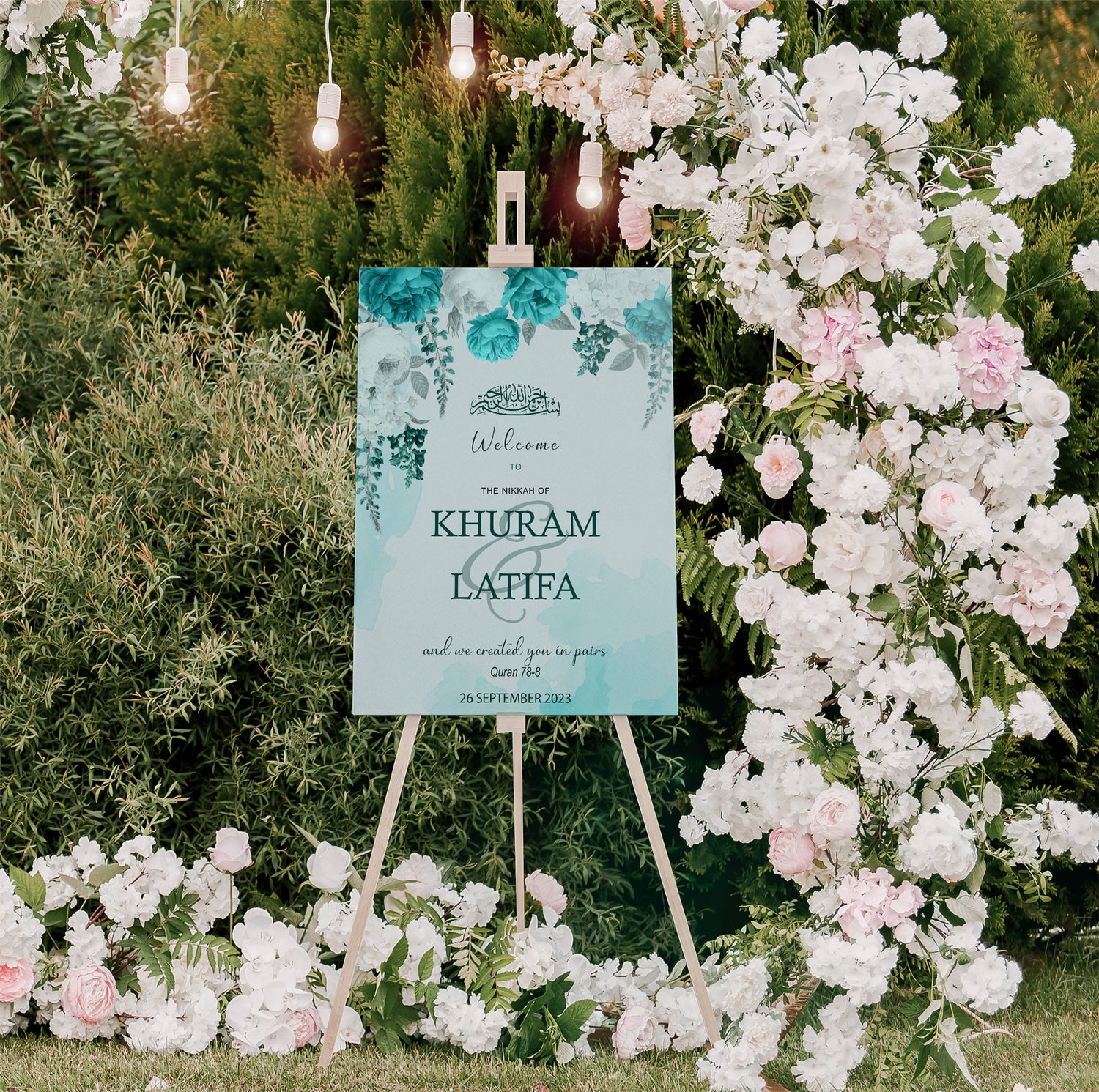 Blue theme Nikkah Welcome Sign