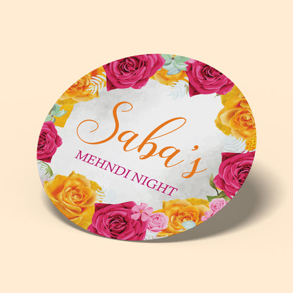 Floral Pink and Orange Mehndi Sticker
