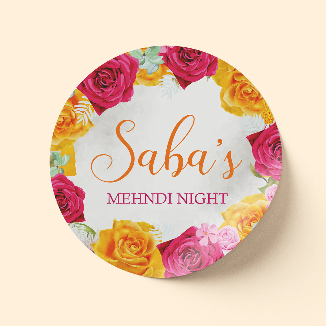 Floral Pink and Orange Mehndi Sticker