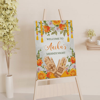 Floral Orange Welcome Sign