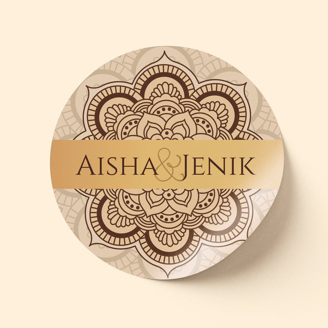 Beige Mandala Wedding Sticker - 1