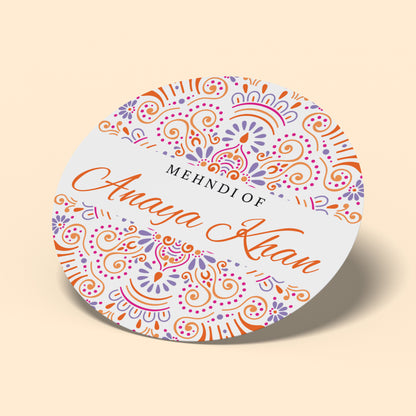 Orange Ornament Mehndi Sticker - 2