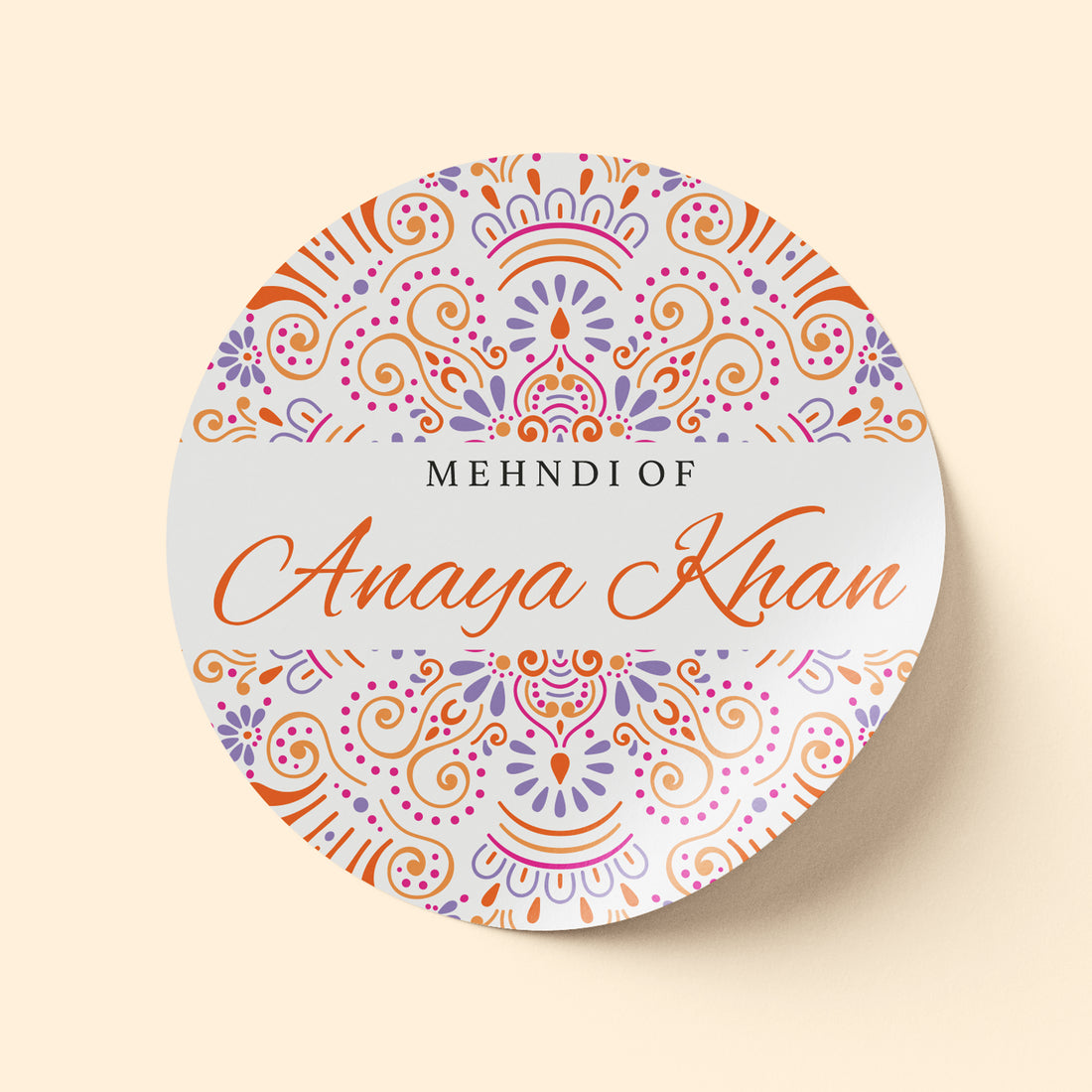 Orange Ornament Mehndi Sticker