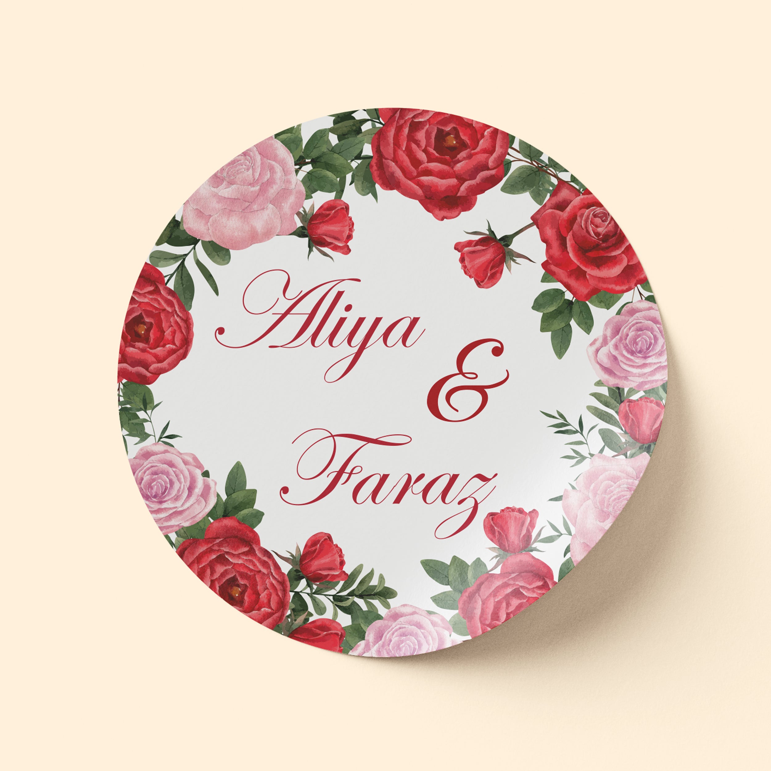 Floral Pink and Red Wedding Sticker