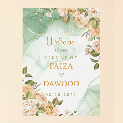 Pastel Green Wedding Welcome Sign