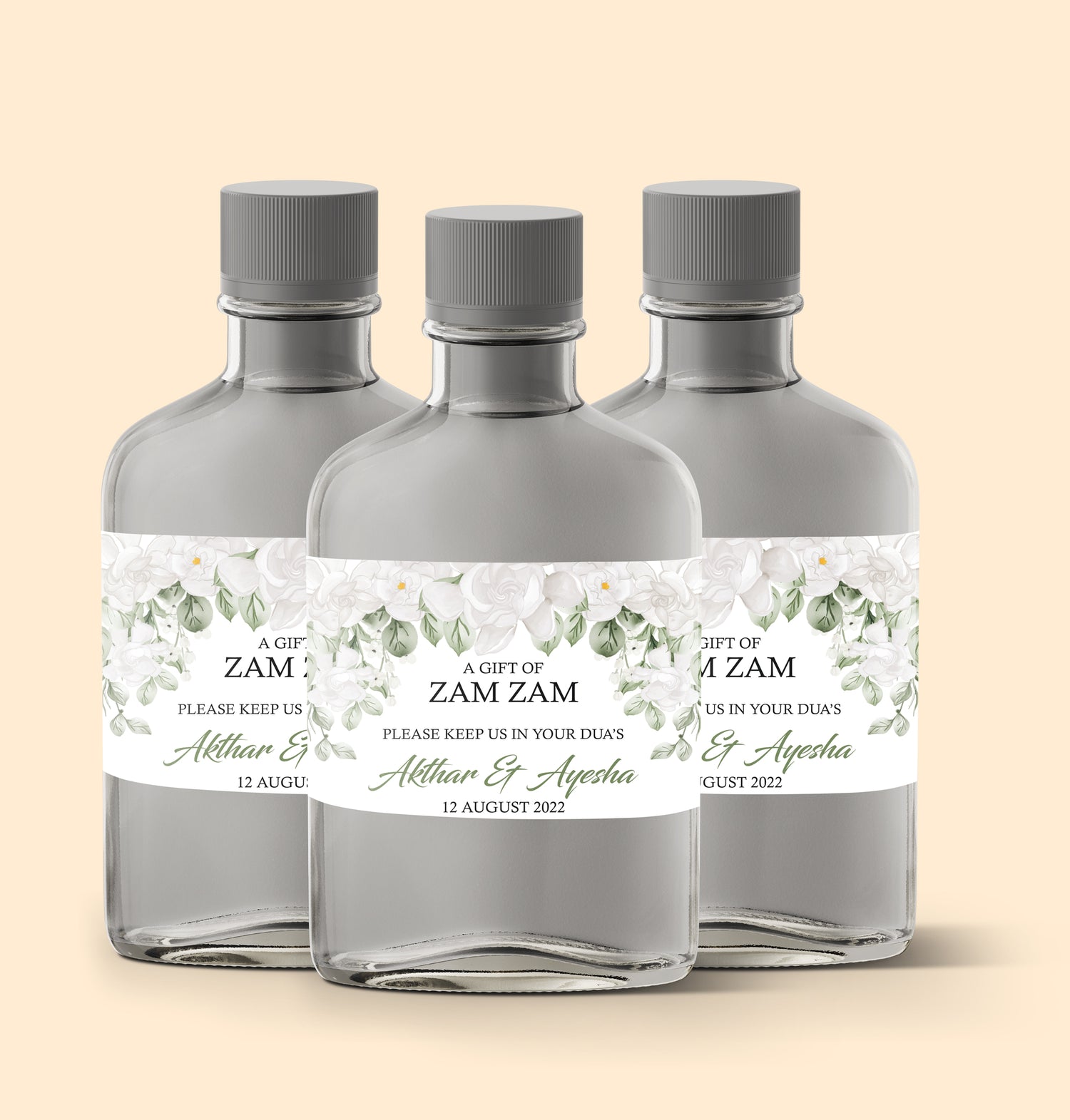 Floral White and Green Horizontal Zam Zam Sticker
